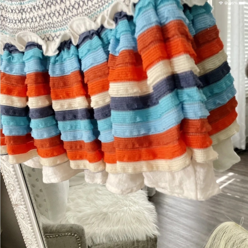 Multicolored Ruffled Mini Skirt Medium - Picture 3 of 4